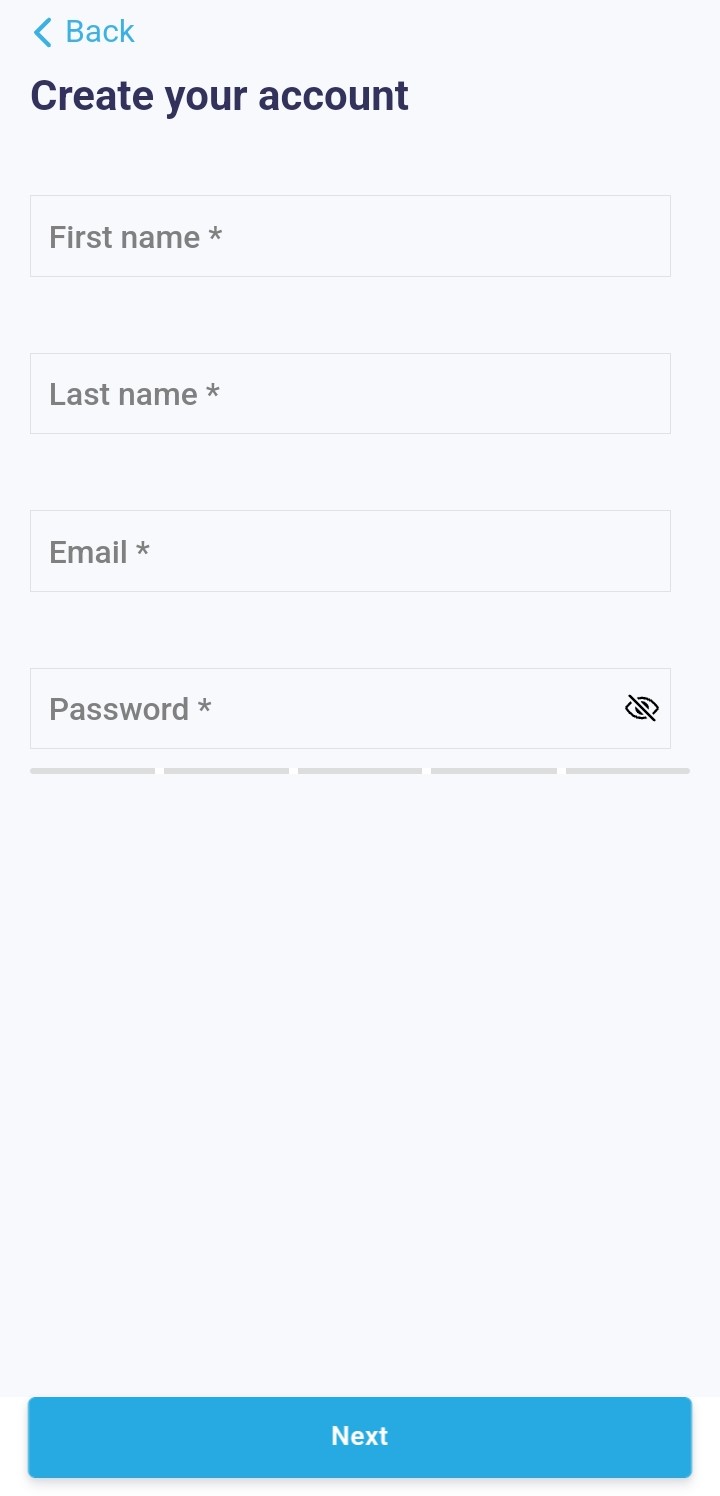 Create an account - Step 1