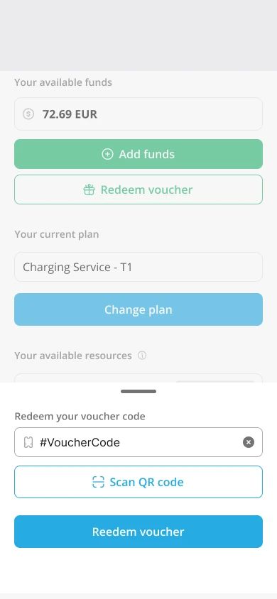 Financement du compte en utilisant un code de bon
