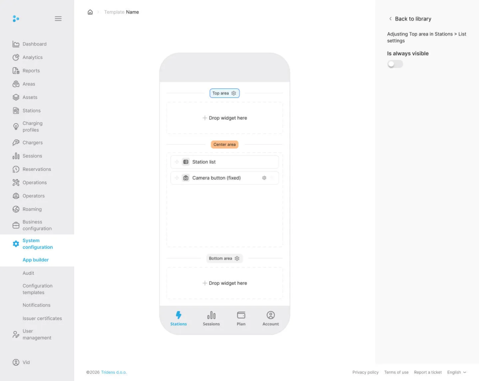 Menu settings configuration