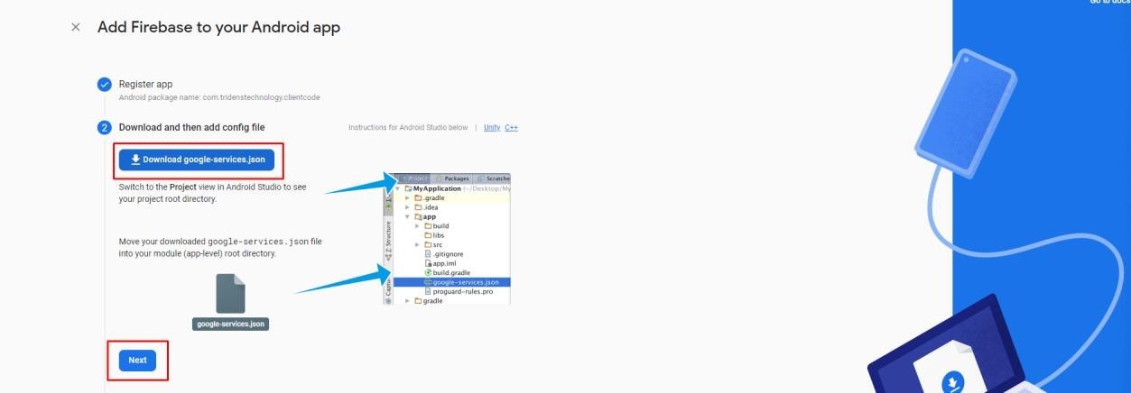 Configuration d&rsquo;application Android - Étape 2
