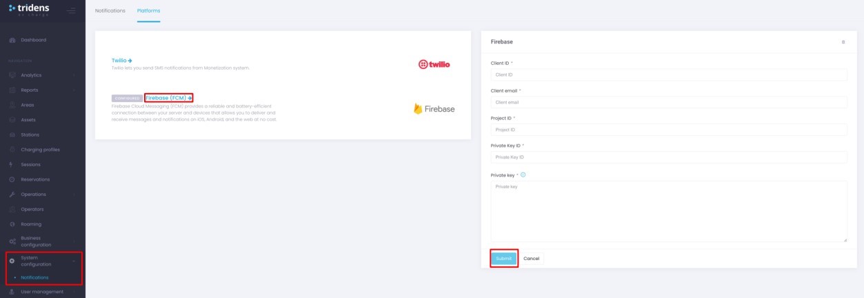 Configuration de Firebase sur EV Charge - Web
