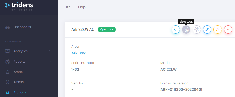 Dnevniki obvestil polnilne postaje