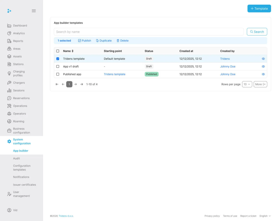 App Builder template library