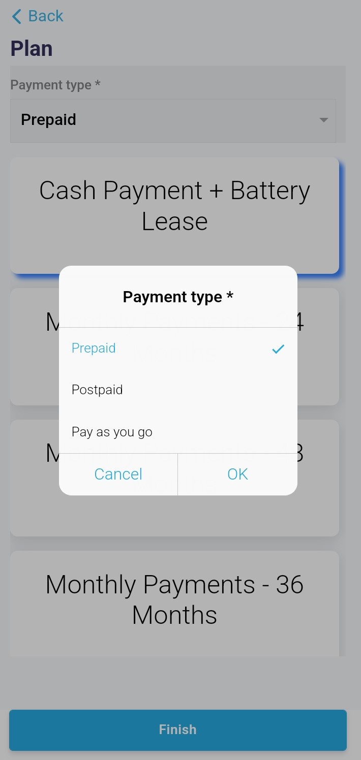 Choose a payment type
