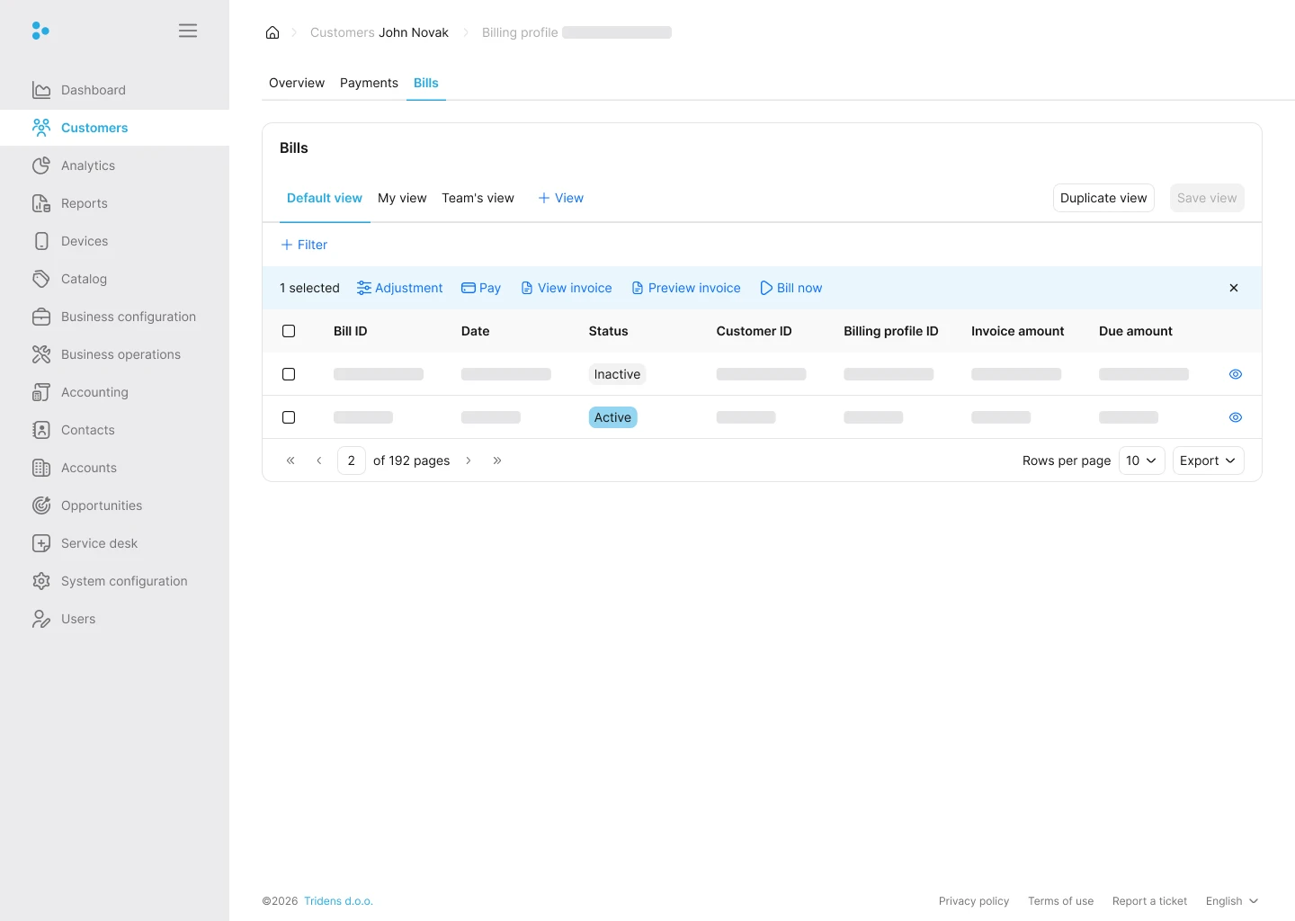 Fig. 15: Billing Profile Bills
