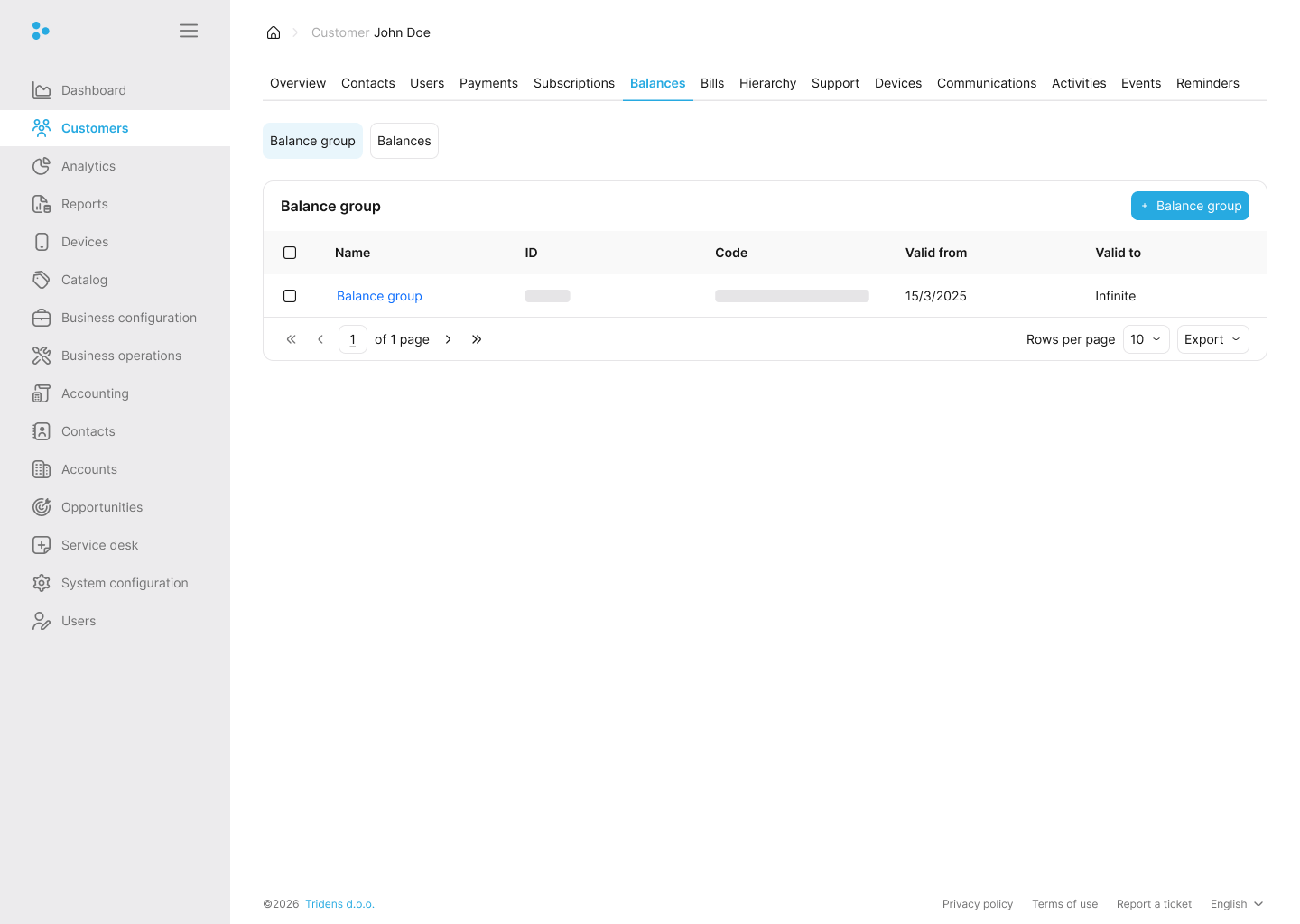 Fig. 14: Customer Balance Groups