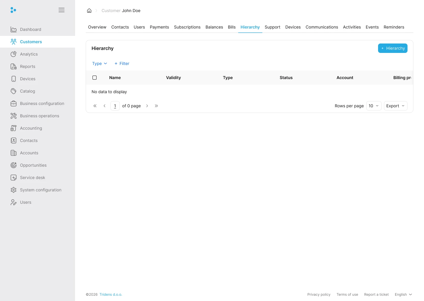 Fig. 16: Customer Hierarchy Tab