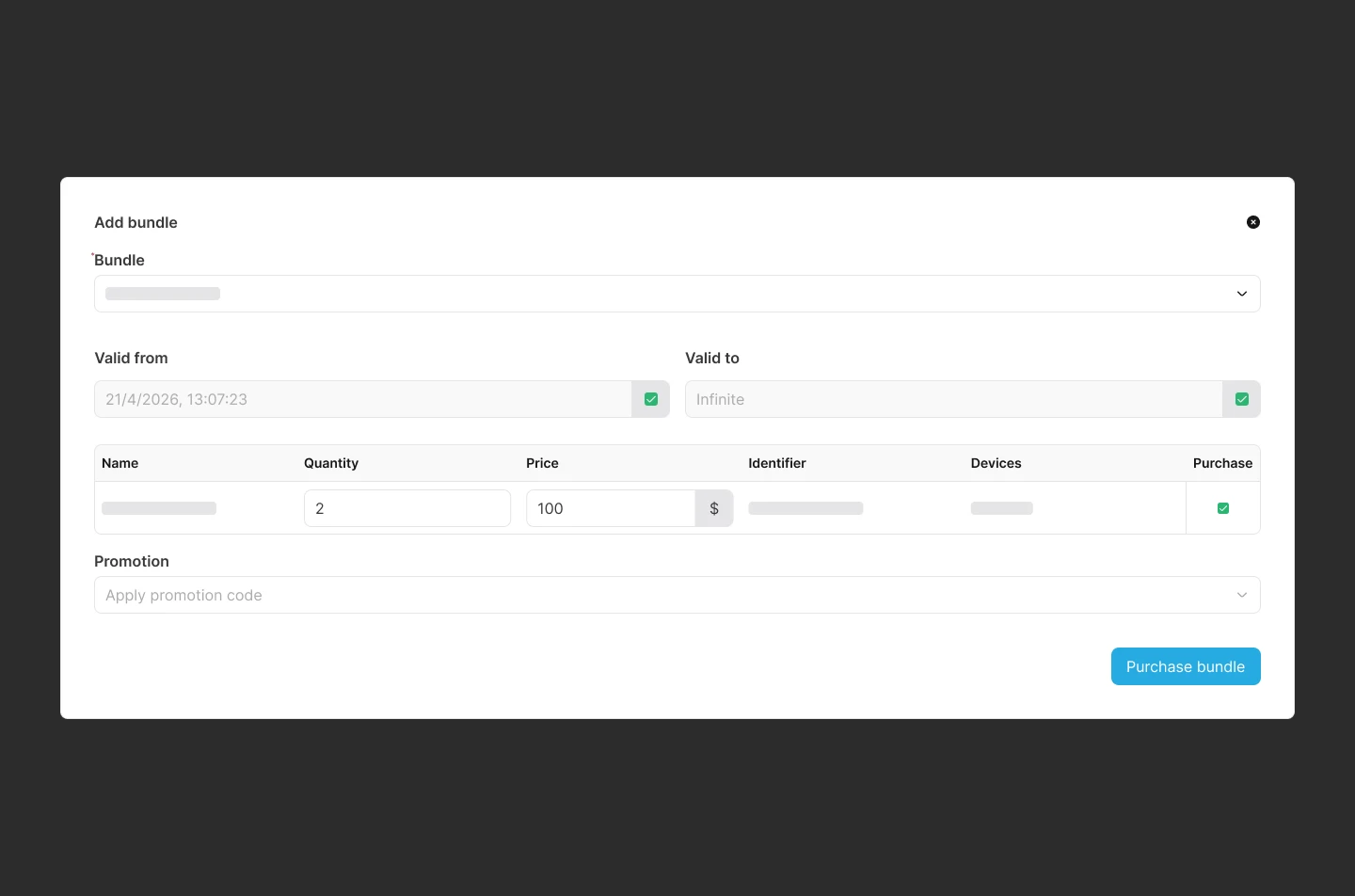 Fig. 12: Purchase Bundle