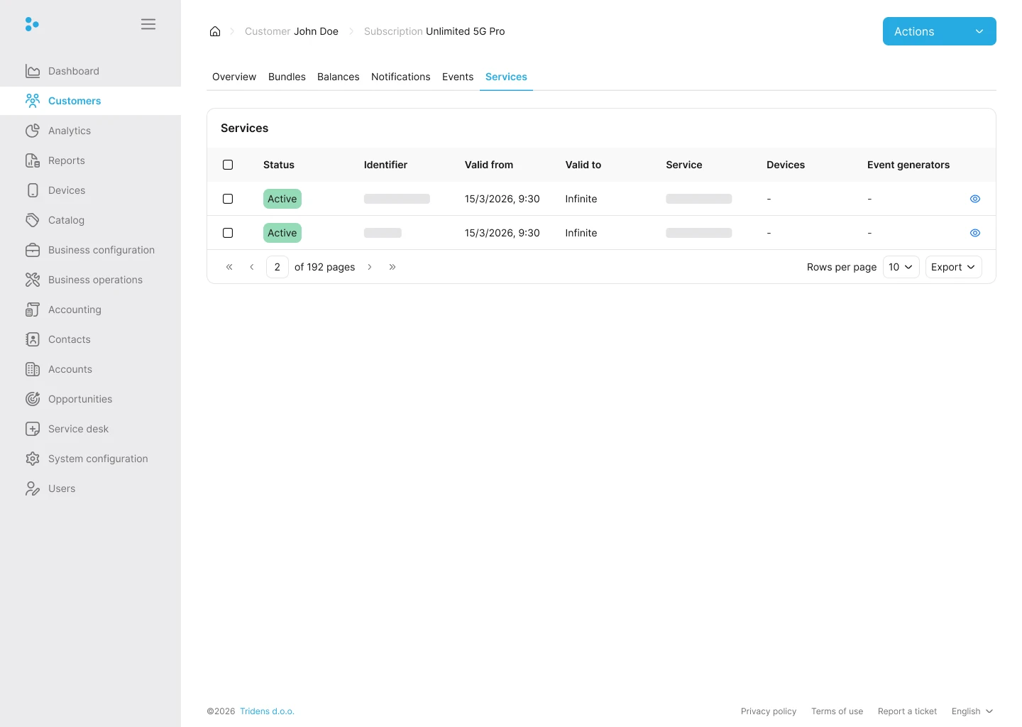 Fig. 21: Subscription Services Tab