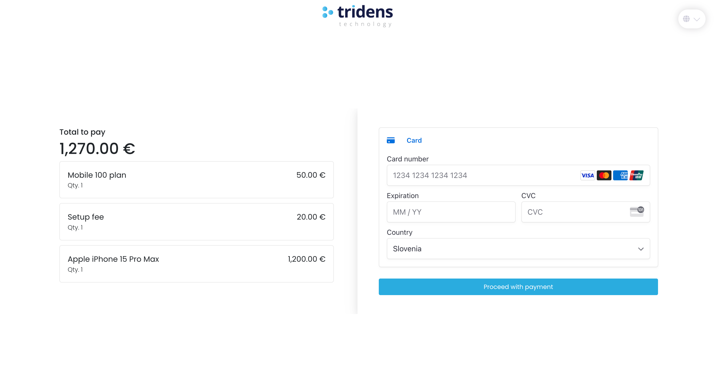 Capture d&rsquo;écran de la Page de Paiement Hébergée