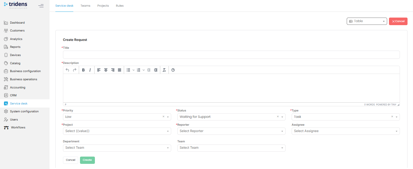 Service Desk Request Form